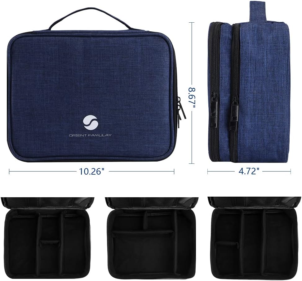 ORIENT FAMULAY Travel Electronics Organizer, Waterproof Cable Organizer Bag for Electronic Accessories Double Layer Large Shockproof Cable Storage Bag for Cord, Power Bank, Tablet(Up to iPad 11 inch) - Royal Blue