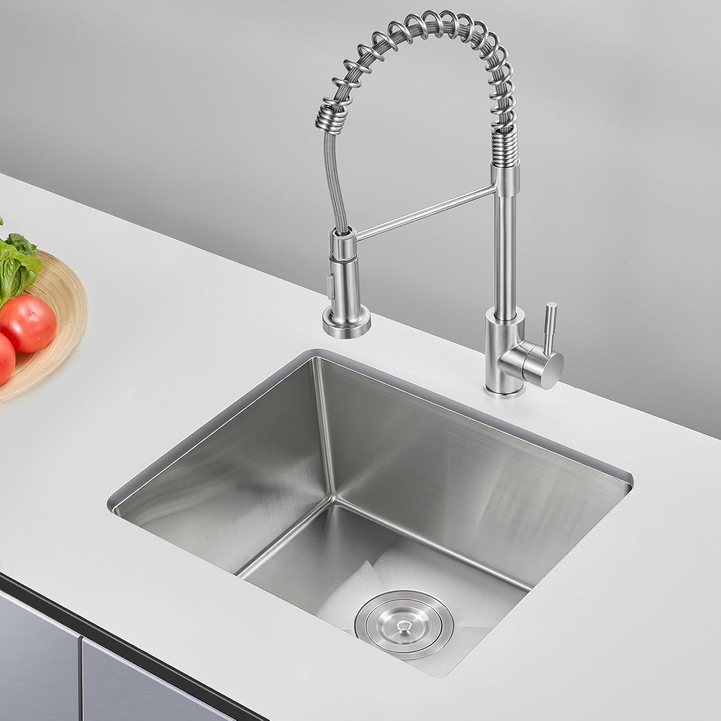 22 Inch Kitchen Bar Sink Undermount, 304 Stainless Steel Handmade Single Bowl Undermount Kitchen Sink (Brushed) 22x18x9 inch