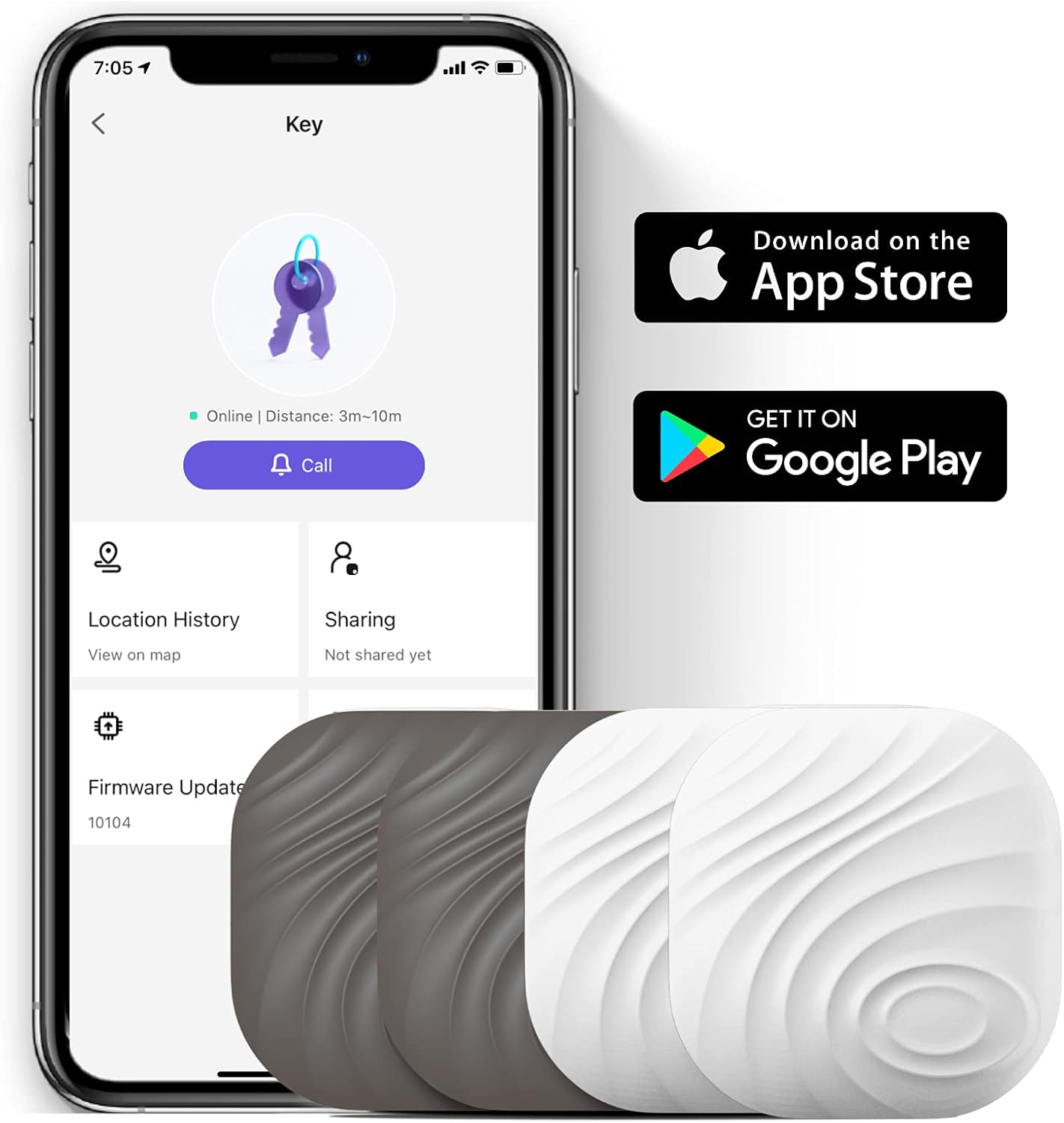 Key Finder, Bluetooth Tracker Item Locator with Key Chain for Keys Pet Wallets or Backpacks, Bluetooth Locator Tags Android and iOS Batteries Include