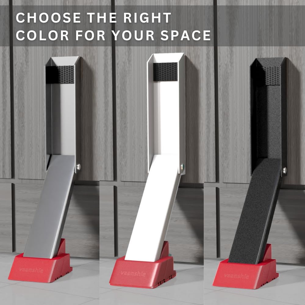 2 Pack Door Stop, No Drill Door Stoppers - - Kickdown Doorstop for Home, Glass Doors, & Outdoors, Easy to Install Doors with Self Adhesive Door Stopper, No Screw Flip Down Portable Door Stopper - Gray