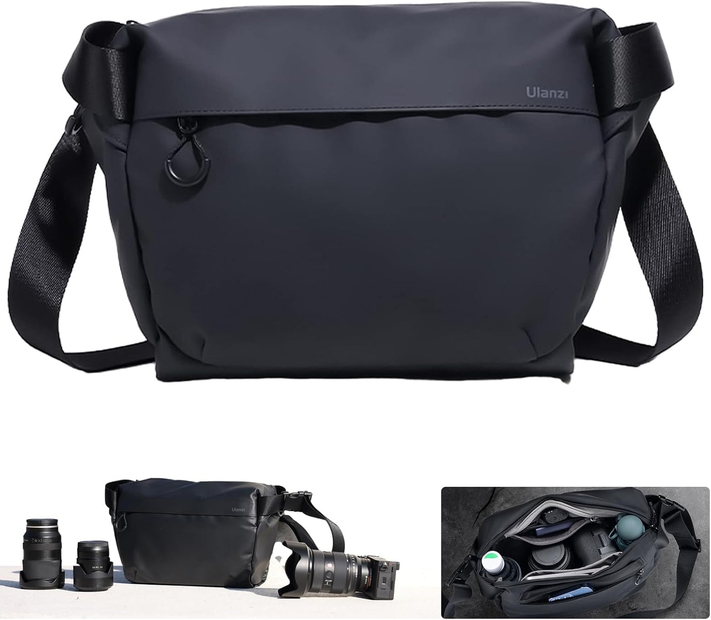 ULANZI Versatile Camera Shoulder Bag Photography Travel Messenger Portable Travel Bag Accessories Stylish Crossbody DSLR Sling Bag Compatible with Sony Canon etc -BLACK