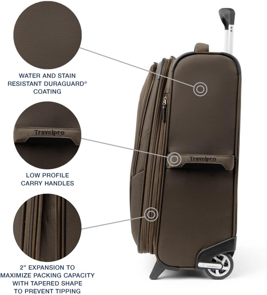 Travelpro Maxlite 5 Softside Expandable Upright 2 Wheel Carry-on Luggage, Lightweight, 22-Inch — Mocha