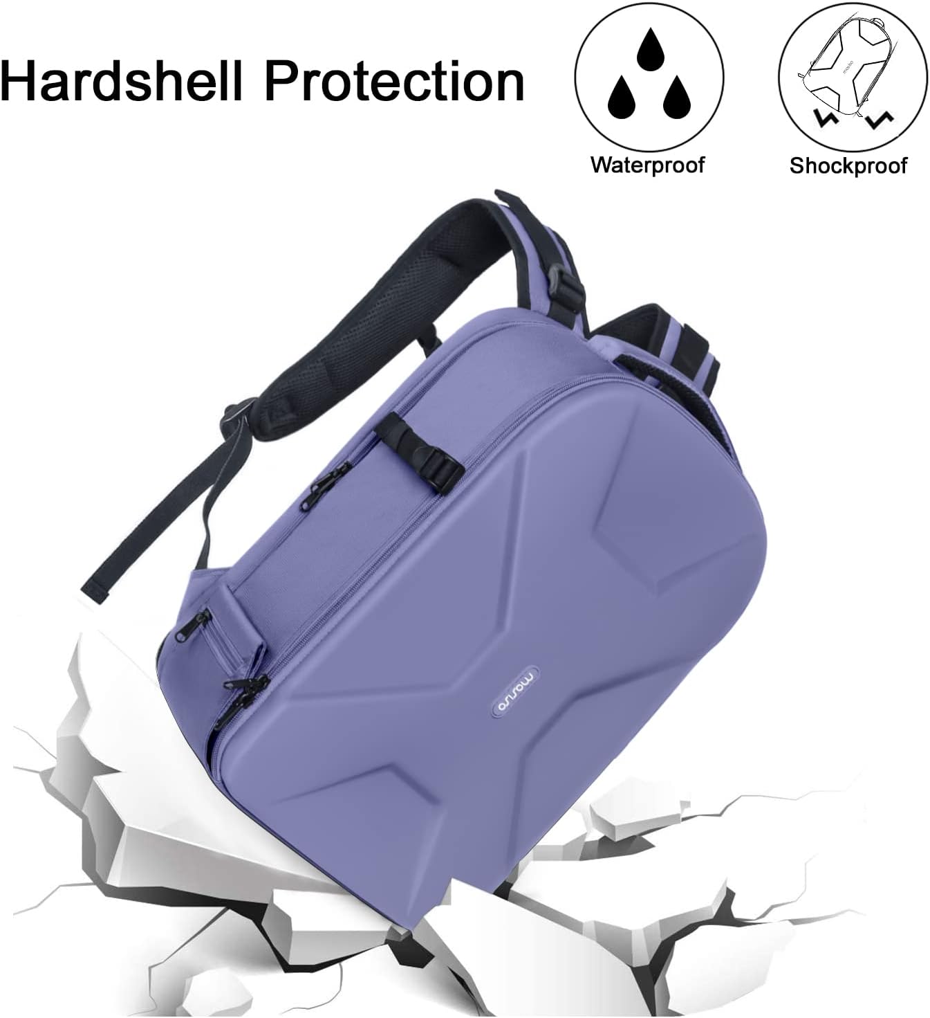 MOSISO Camera Backpack, DSLR/SLR/Mirrorless Photography Camera Bag 15-16 inch Waterproof Hardshell Case with Tripod Holder&Laptop Compartment Compatible with Canon/Nikon/Sony, Lavender Gray