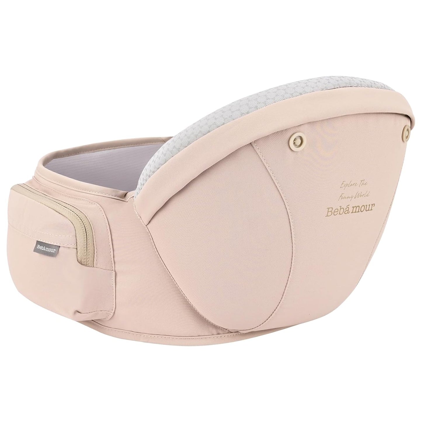 Bebamour Baby Carrier with Hip Seat,All-Position Breathable Mesh Hip Seat & Carrier 0-36Months with Head Hood, 3 PCS Teething Pads, Waist Extender,Storage Bag & Pacifier Case (Pink)