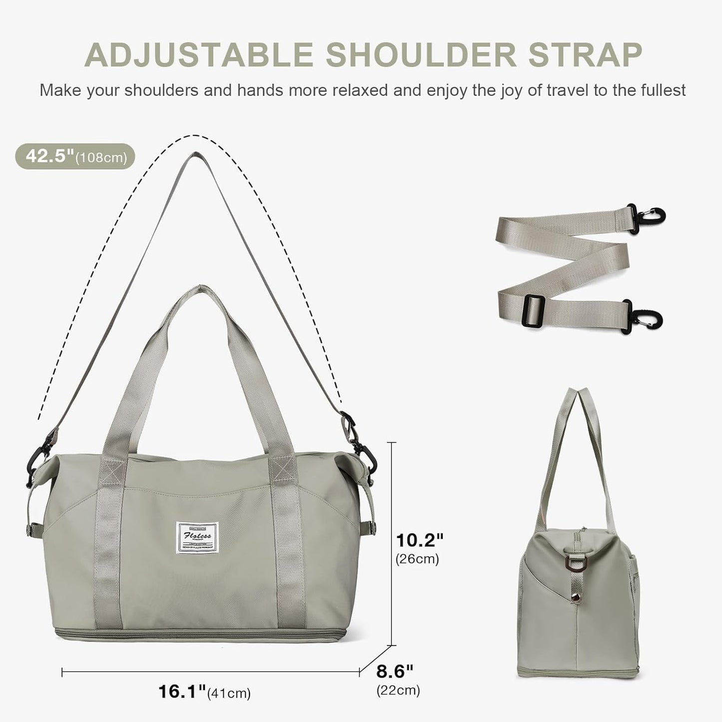 Travel Duffel Bag, Sports Tote Gym Bag, Shoulder Weekender Overnight Bag for Women