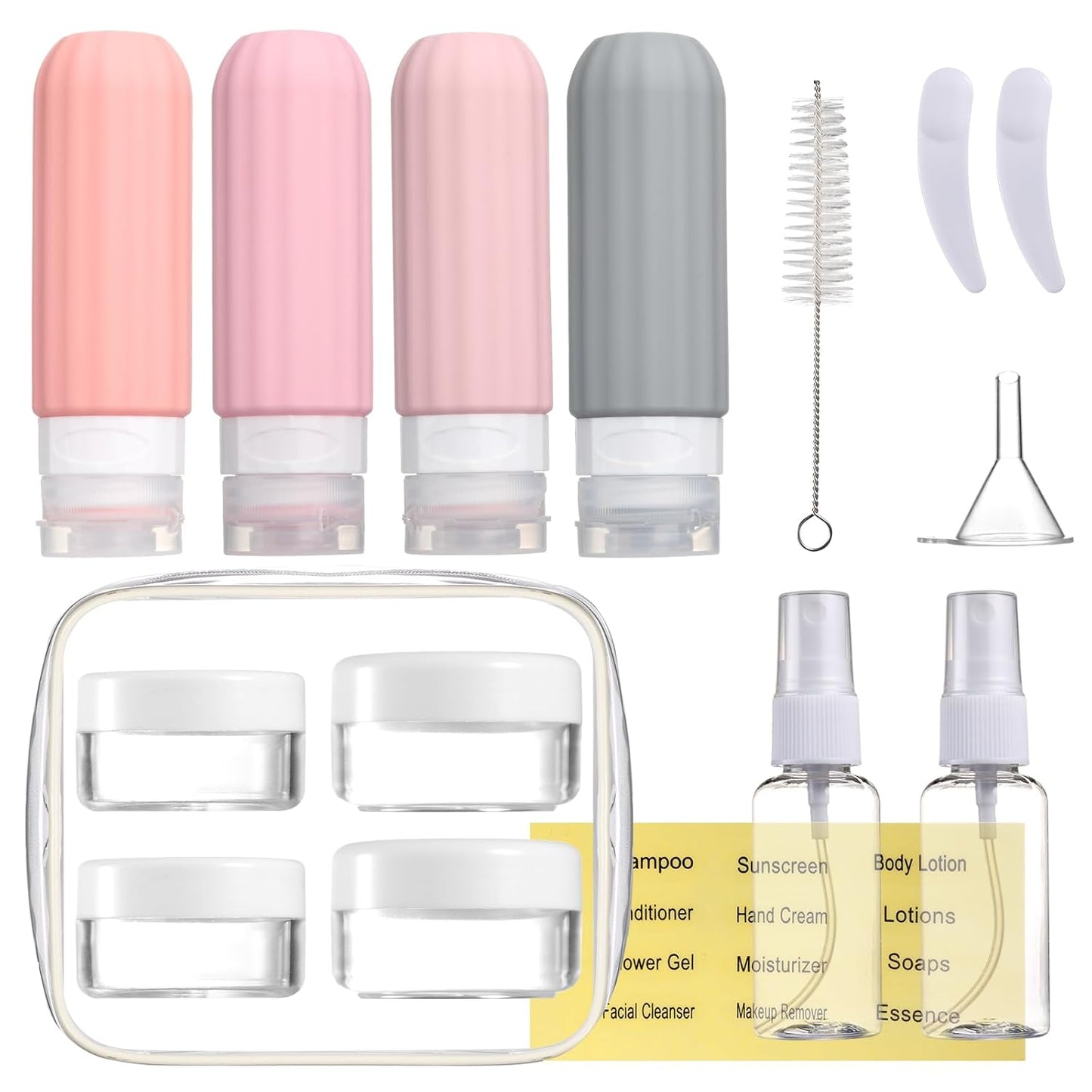 16 Pack Travel Bottles Set for Toiletries, Leakproof Travel Containers for Toiletries TSA Approved Silicone Travel Accessories Squeezable Refillable 3oz for Shampoo Conditioner Lotion