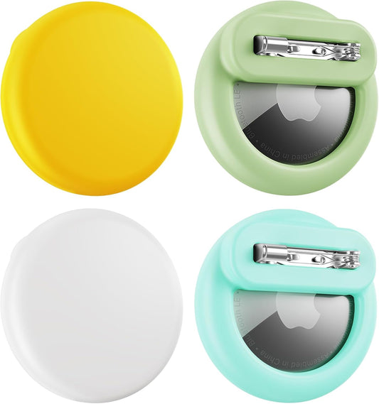 for Air Tags-4 Pack Apple Kids Hidden, for Airtag Tracker for Kid,for AirTag Hidden Kids Holder with Invisible Pin, Anti Lost, for Kid, Elderly, Luggage, Clothing (Light green Yellow White Mint green)