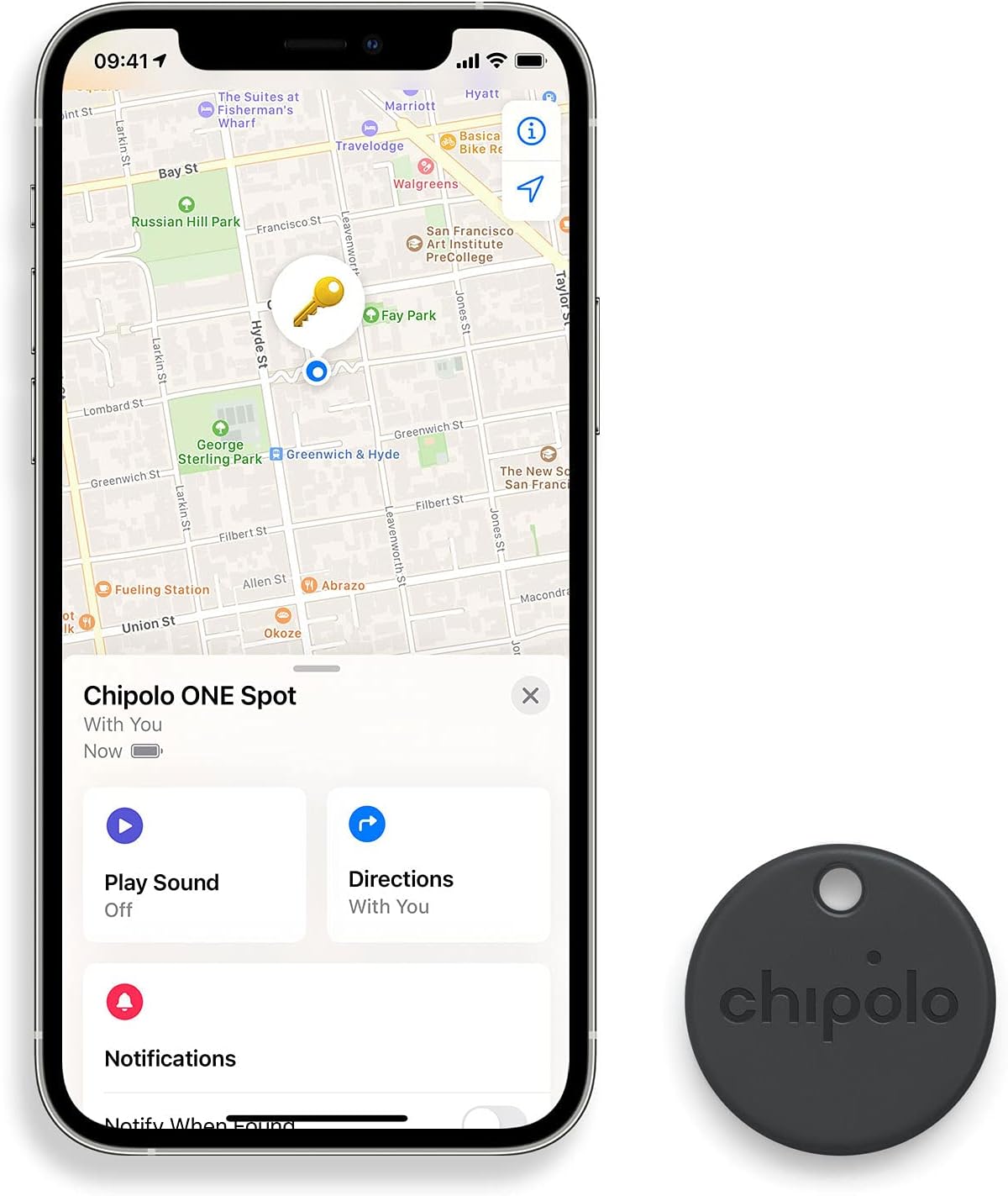 Chipolo ONE Spot - 4 Pack - Finder, Bluetooth Tracker - Works with The Apple Find My app (only for iOS) (Almost Black)