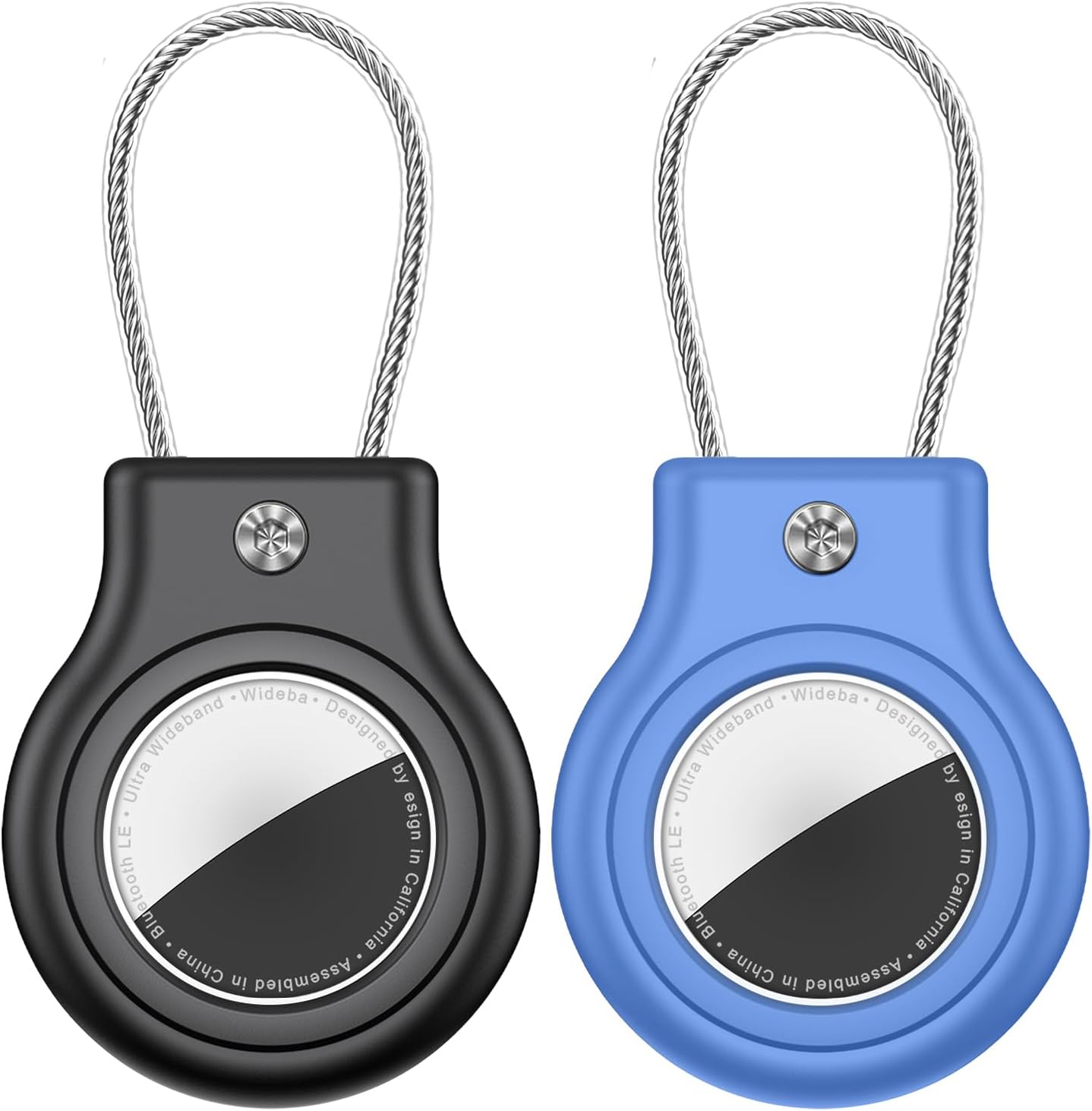 Waterproof Airtag Holder,2 Pack Air tag Case with Secure Lock,Airtags Keychain for Apple Airtag,Anti-Lost Protective Case Air tag Accessories for GPS Item Finder Tracker Luggage,Bag,Key,Pet-Black/Blue