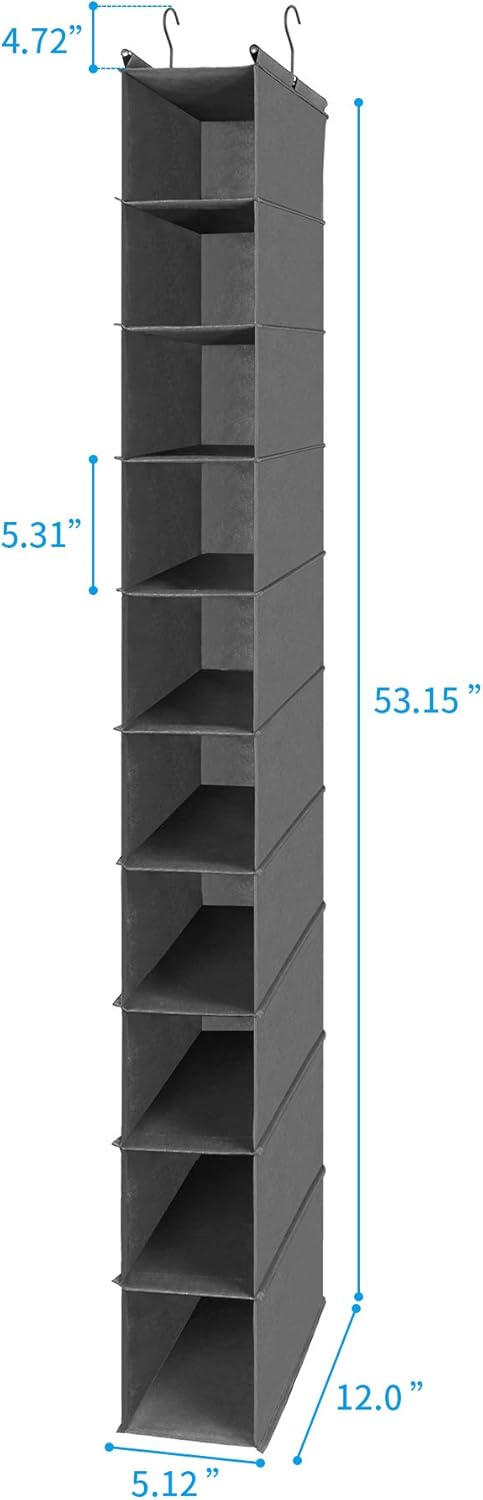 MAX Houser 10-Shelf Hanging Shoe Shelf Organizer, Hanging Shoe Storage for Closet,Pack of 2(Grey)