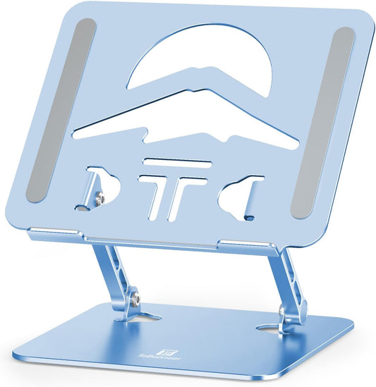 Laptop Stand Adjustable Laptop Holder for Desk, Foldable Laptop Riser Portable Computer Stand Compatible with MacBook, Lenovo, HP and All Laptops up to 15.6 inches Diamond Blue