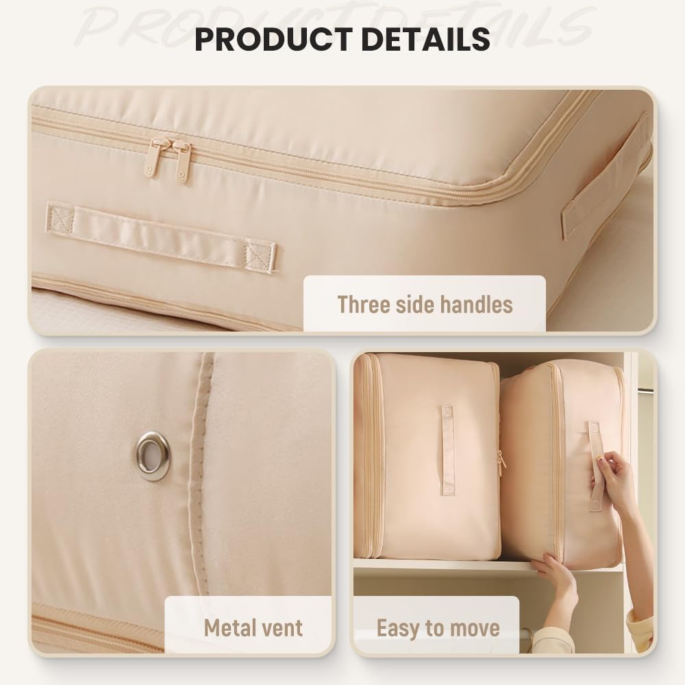 Ultra Space Saving Self Compression Organizer, 2025 New Large Capacity Storage Bag, Self Compression Heavy Duty Organizer for Comforters Blanket Bedding Duvet (Gray, Thin Version, X-Large, 21x17x24in)