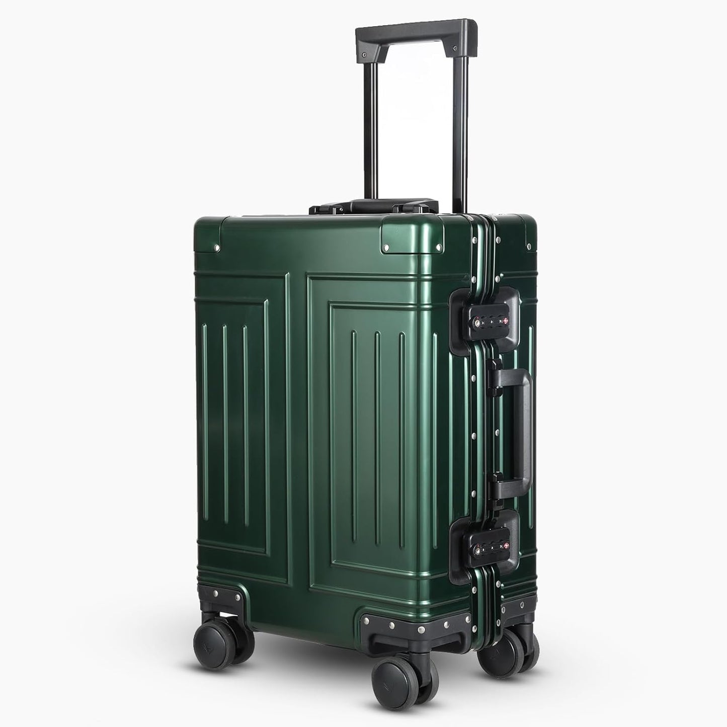 All Aluminum Carry On Luggage，Cut from Whole Aluminum Sheet，22x14x9 Airline Approved ，（3rd Generation，Premium Metal zipperless suitcase ） (green, 20inch)