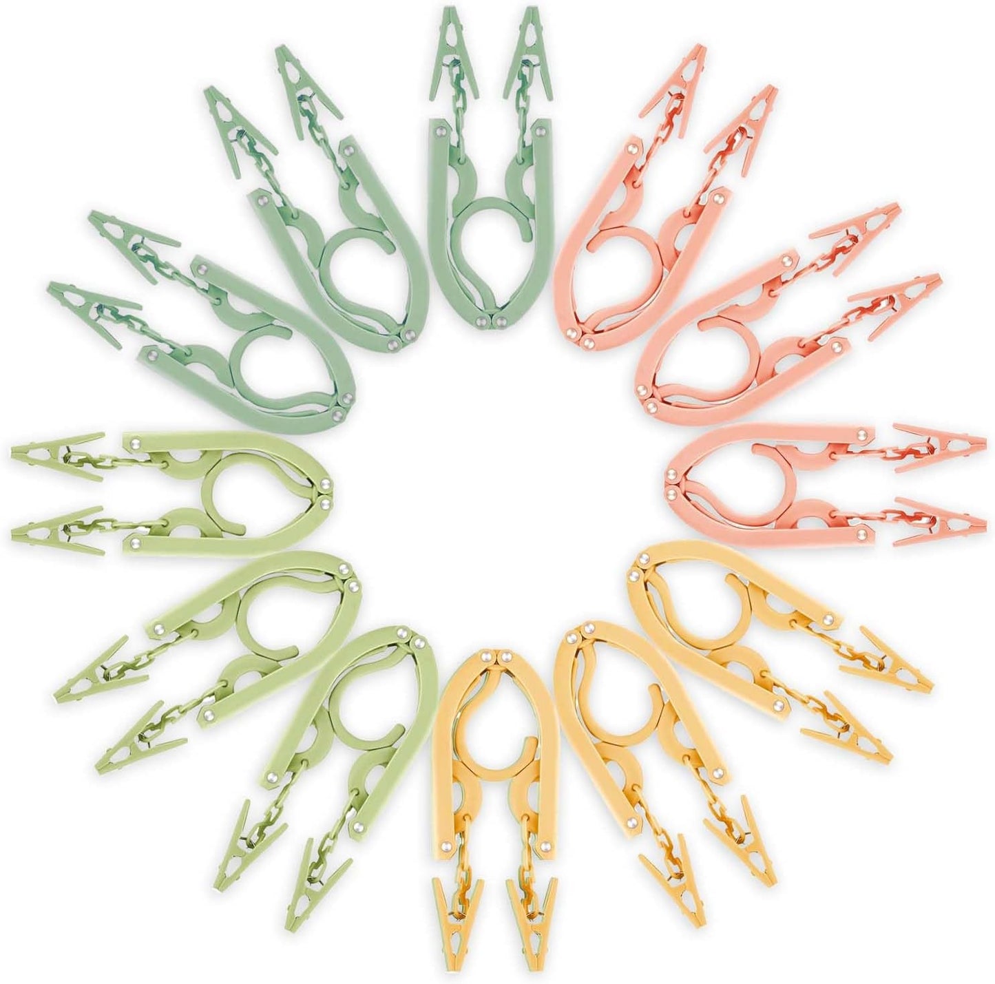 12-Piece Foldable Travel Hangers with Clips - Collapsible Coat Hanger for Pants, Socks, Underwear & Drying Rack