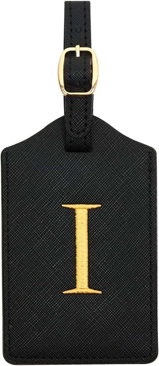 Luggage Tag PU Leather for Suitcase Baggage Handbag Travel Bag Label Suitcase Tag Label Tag w. Name Card & Privacy Cover (I)