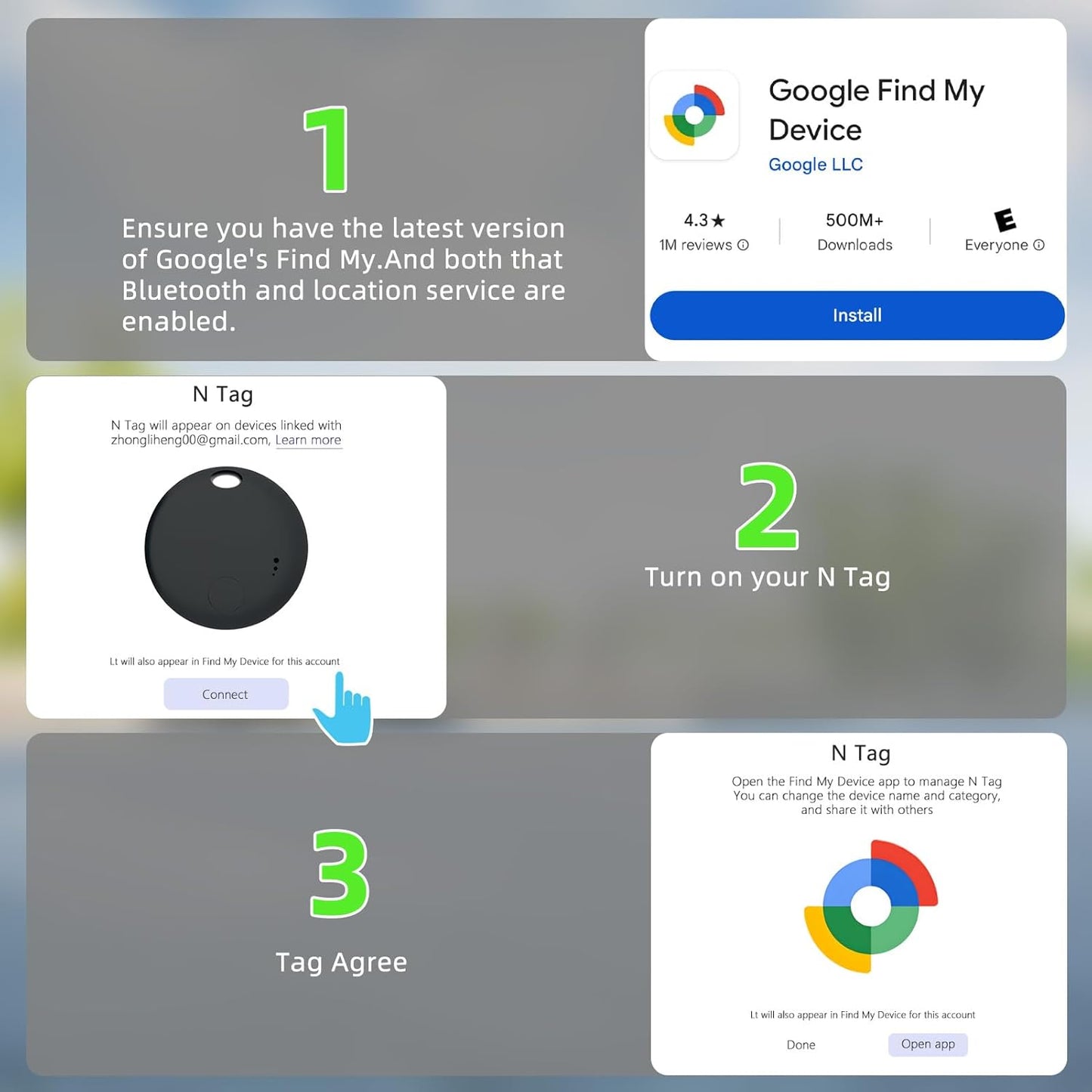 Air Tags for Android, Bluetooth Smart Tags for Android, Luggage Tracker Works with Google Find My Device App, Key Finders Item Locator for Keys, Wallets, Suitcases, Replaceable Battery, 4 Pack