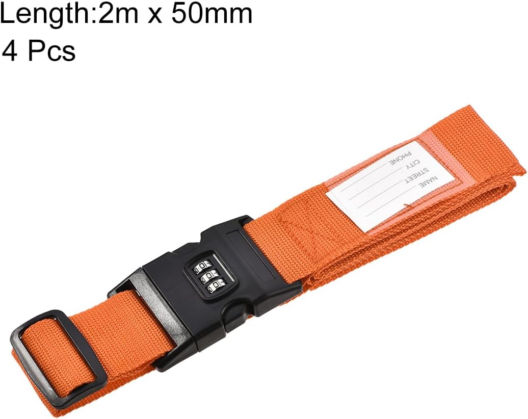 uxcell Luggage Straps Suitcase Belts with Buckle, Combination Lock, Adjustable Travel Packing Accessories