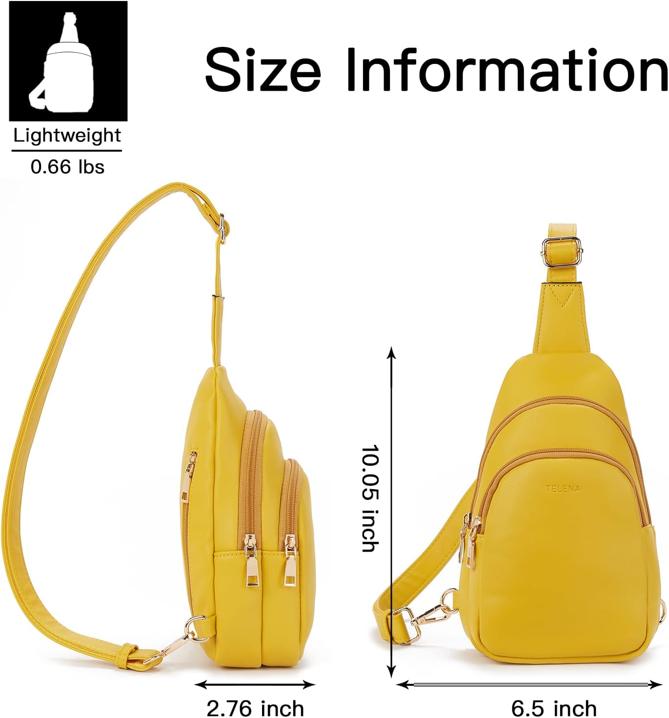 Telena Small Sling Bag for Women Leather Crossbody Fanny Packs Chest Bag for Women