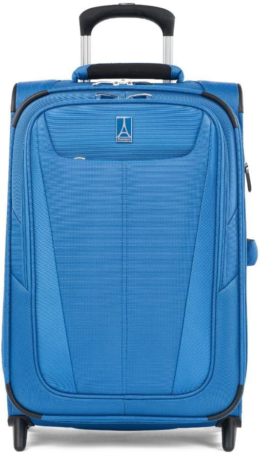 Travelpro Maxlite 5 Softside Expandable Upright 2 Wheel Carry on Luggage, Lightweight Suitcase, Men and Women, Azure Blue, Carry On 22-Inch