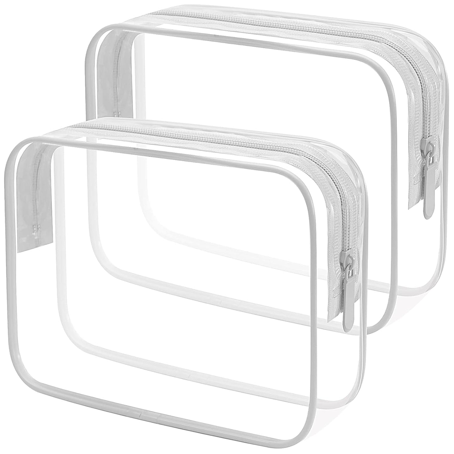 Lermende 2pcs Clear Toiletry Bag TSA Approved Travel Bag,Carry On for Travel,Airport Airline Accessories Compliant Bag,Quart Sized Makeup Cosmetic bag Women Men (Transparent Gray, 2 Pack)