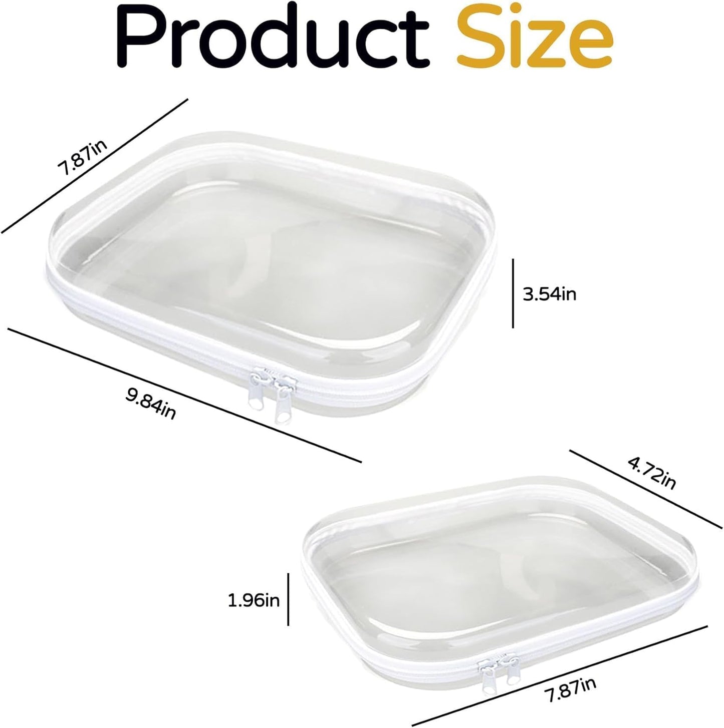 3PCS Zippered Transparent Cases for Snacks,Portable Waterproof Cosmetic Bag with Zipper,Clear Hard Shell Zipper Case for Cosmetic Storage, Putting Snacks, Pencil Case