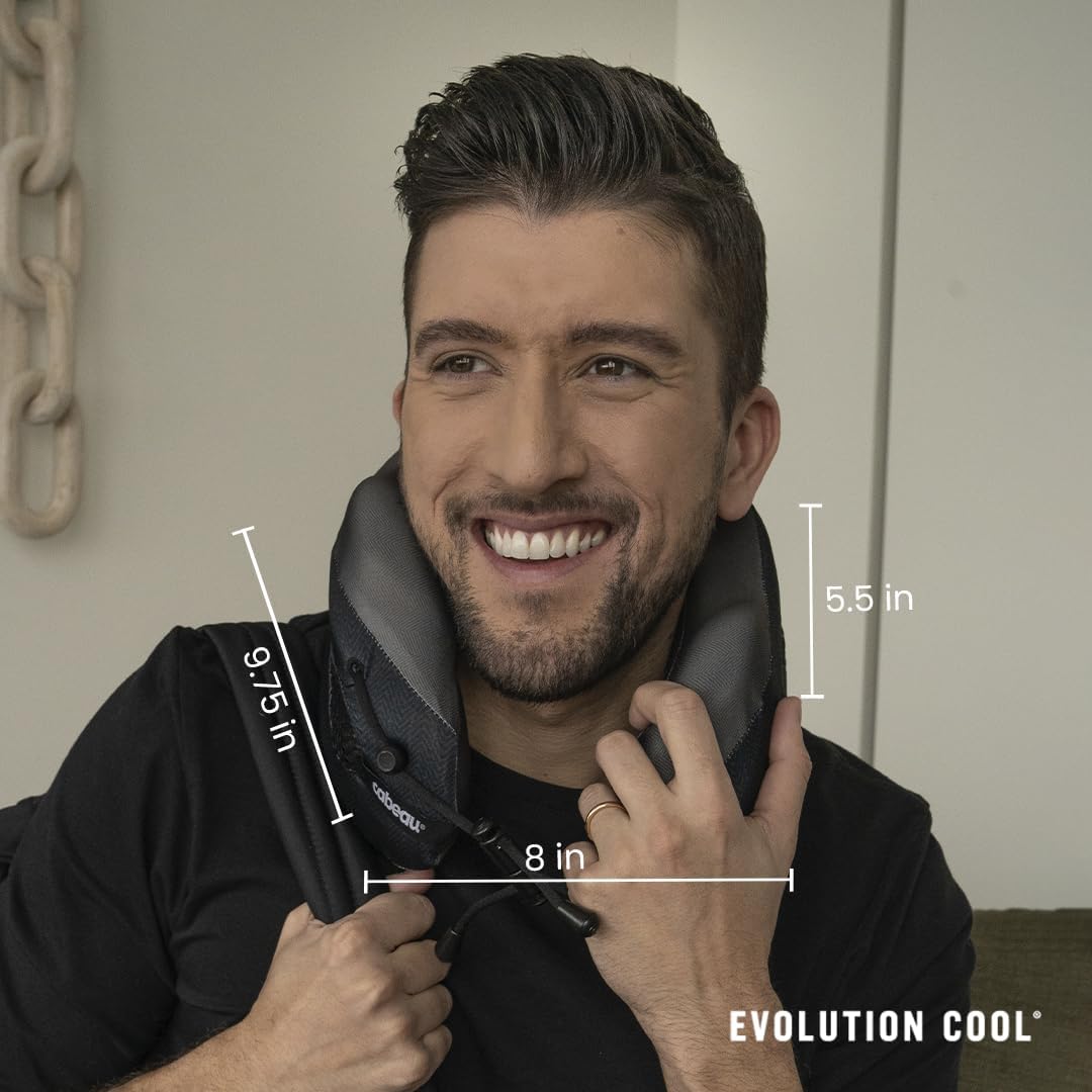 Cabeau Long Haul Flight Cooling Travel Neck Pillow – Evolution Cool – Supportive Memory Foam with Airflow Vents – Compact with Carrying Case (Purple)