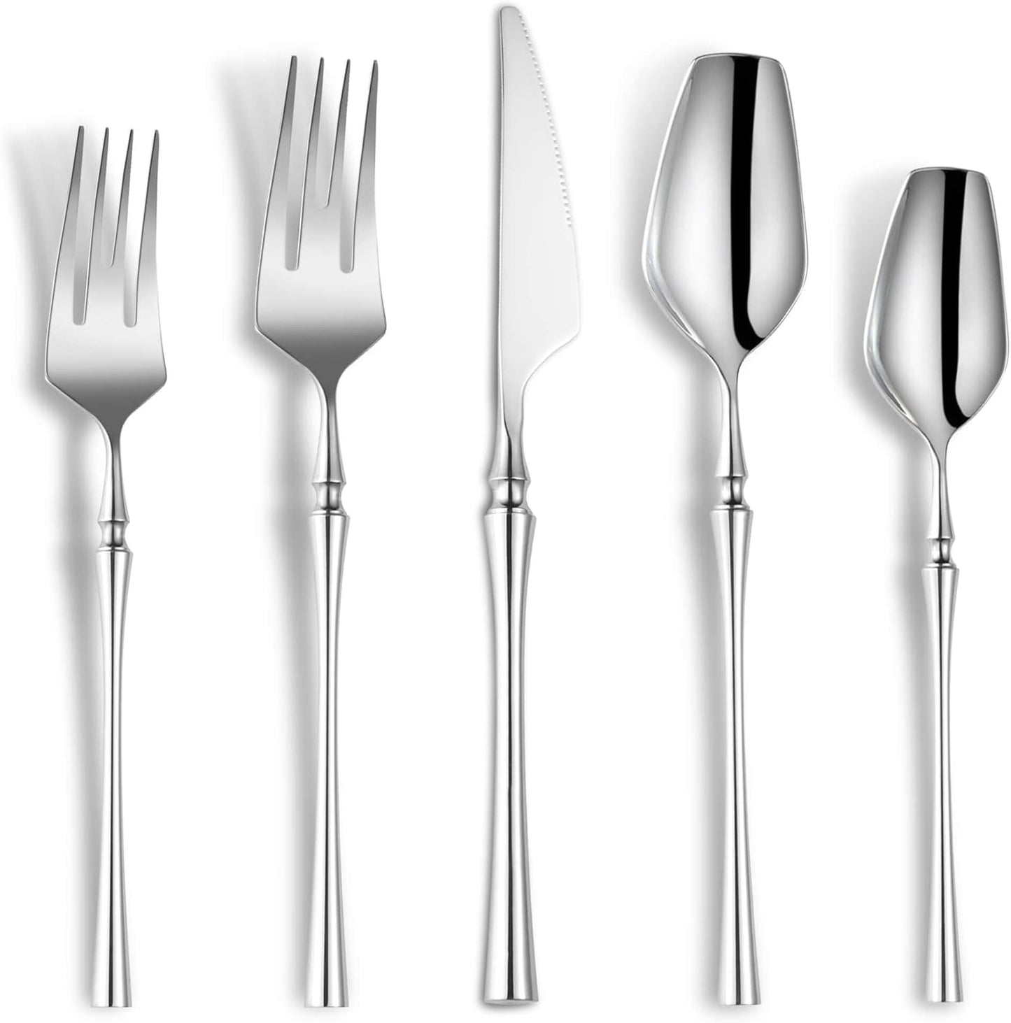 20-Piece Silverware Set for 4,Modern 18/10 Stainless Steel Flatware Set,Unique Rustic Cutlery Utensils Set,Spoon and Fork Set for Home, Restaurant,Wedding,Mirror Polished,Dishwasher Safe