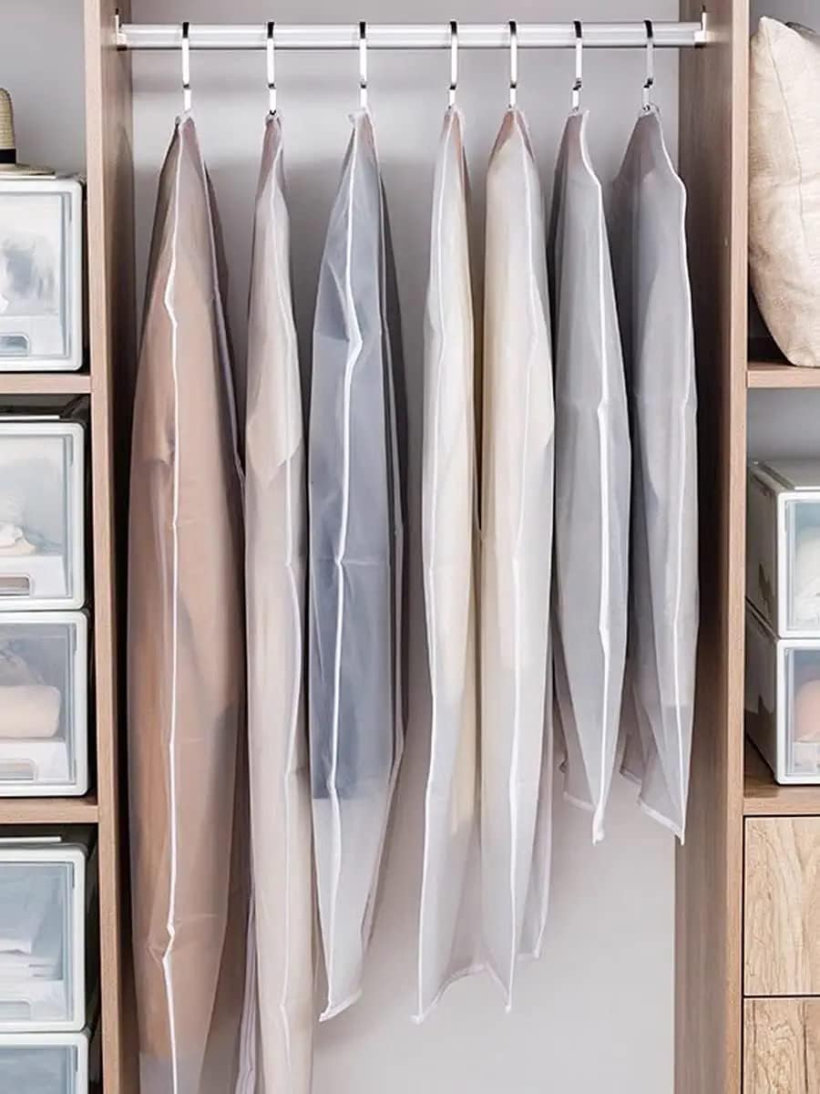 Garment Bags for Hanging Clothes (Set of 12) Travel Garment Bag with Zip Clothes Garmet Bag Shirt Suit Travel Bags for Men Closet Cover for Open Closet Storage (White 24'' x 48'')