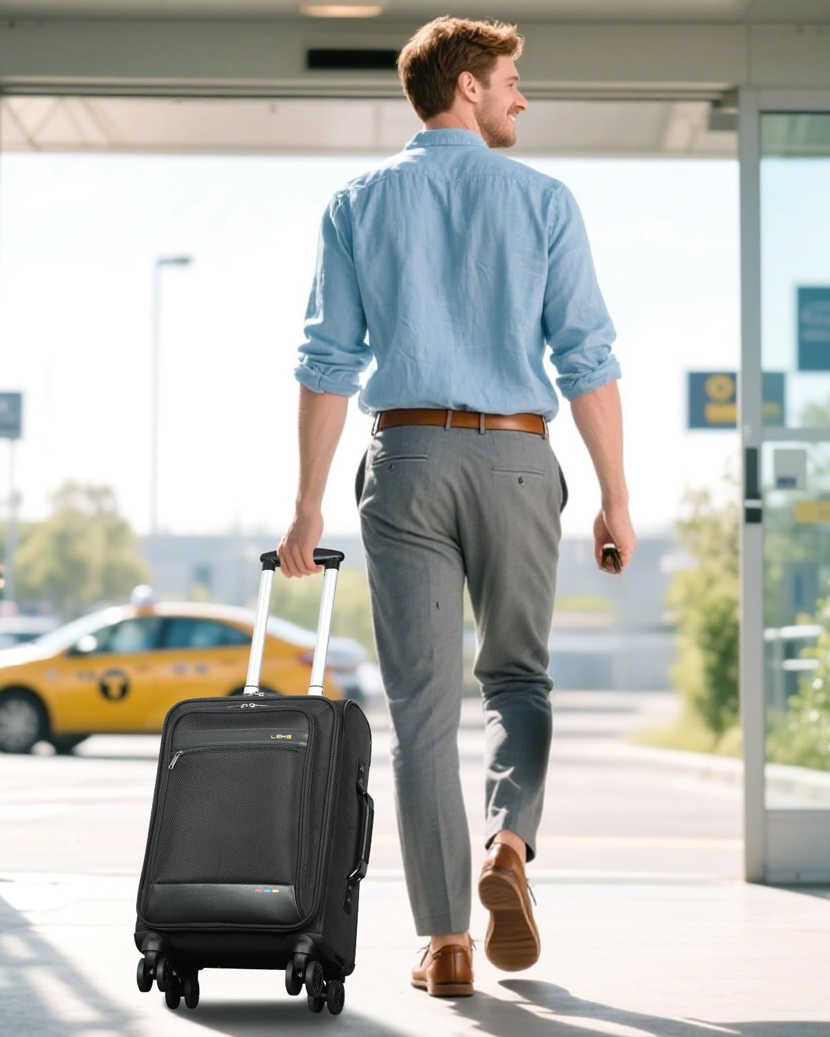 Lekebobor 20 Inch Carry On Luggage with Wheels Airline Approved, Softside Carry-On Suitcase for Women Men Travel Business, Black