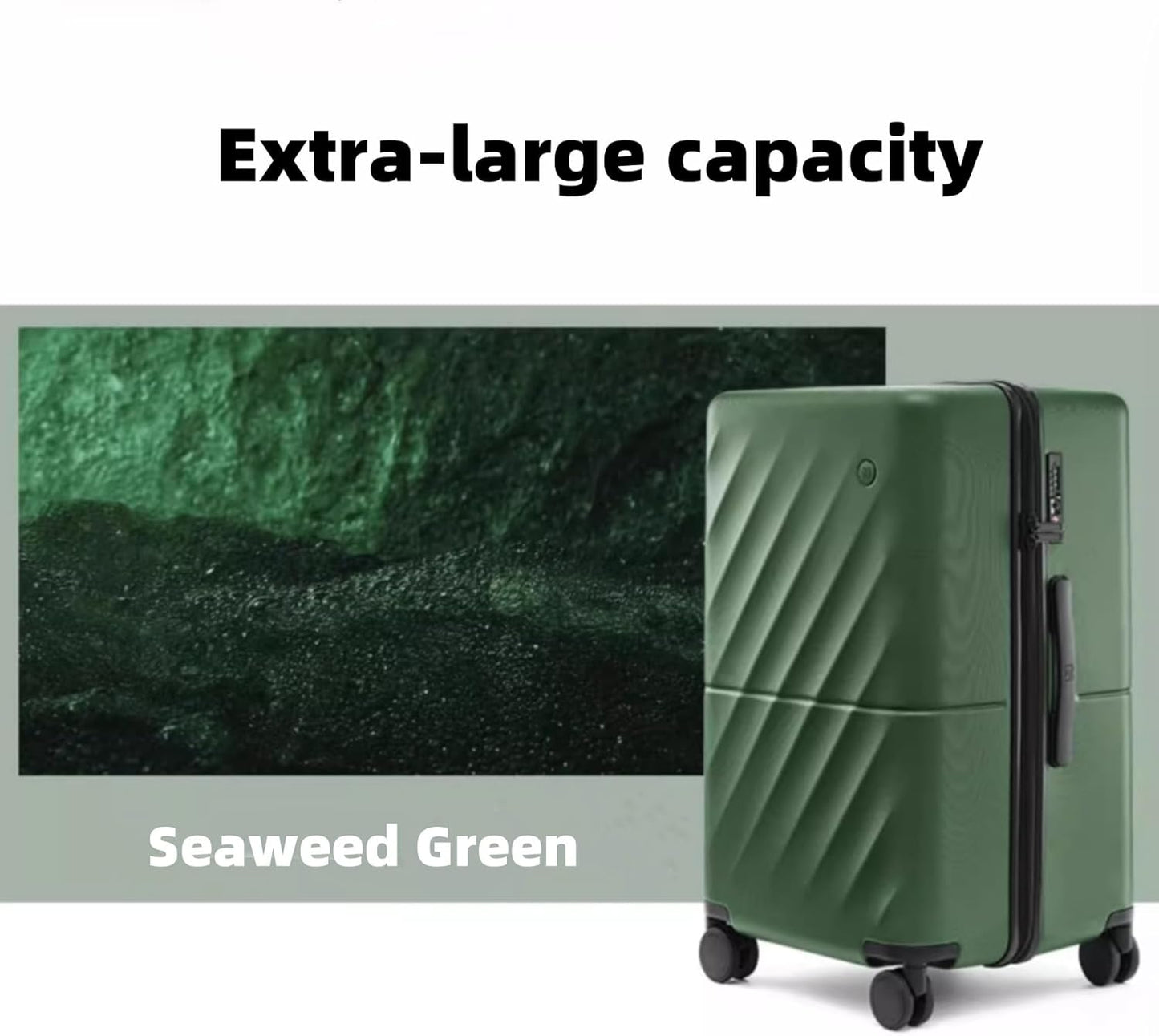 NINETYGO Trunk Luggage 26 Inch, Medium Checked Luggage with Double Spinner Wheels, Anti-Burst Zipper, Hard Case PC Suitcase, Lightweight Travel Luggage, TSA Approved (Seaweed Green, Hudson)