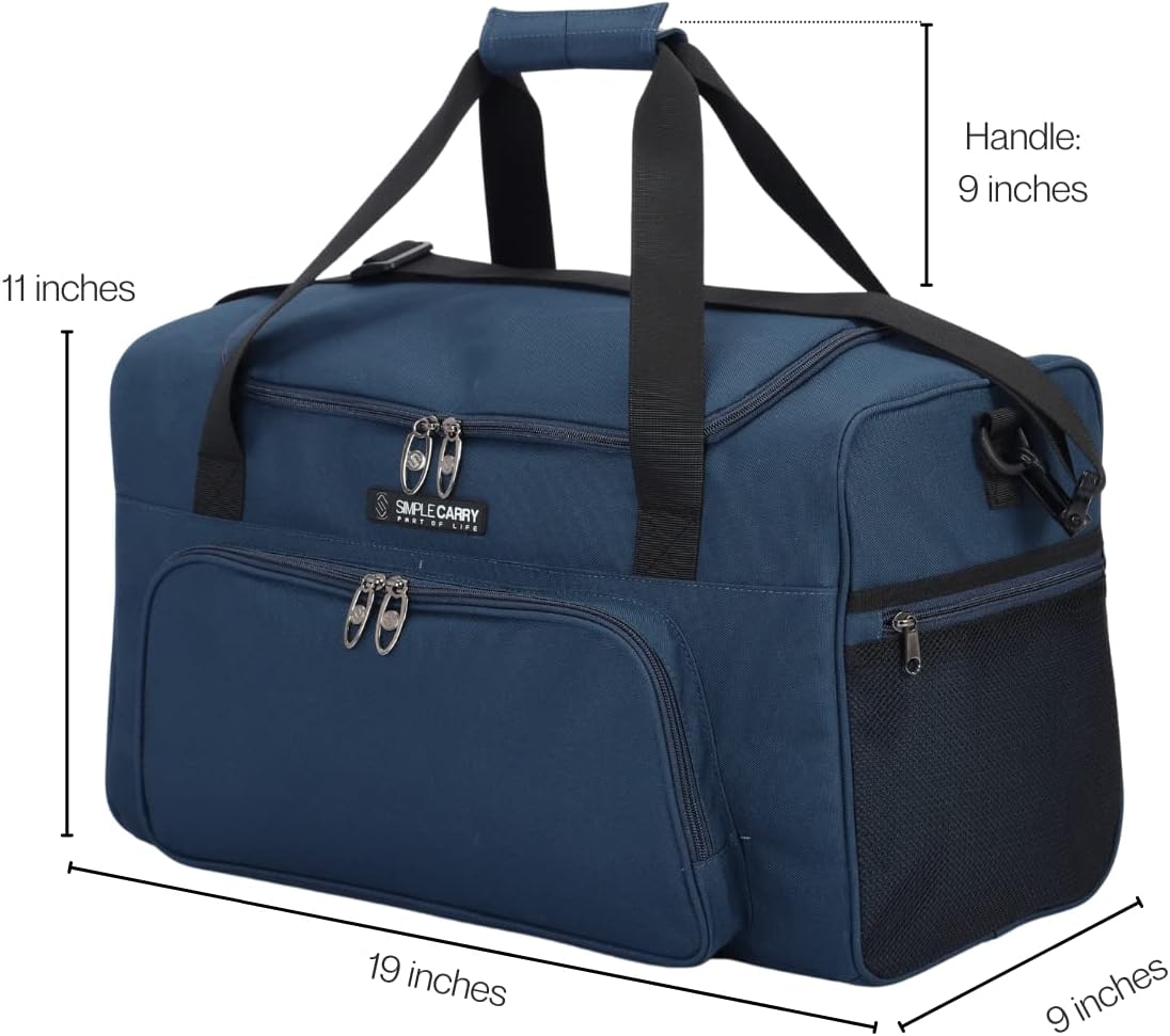Large Sports Duffel Bag 20 inch for Travel Gym as Shoulder Bag and Hand Carry – Blue