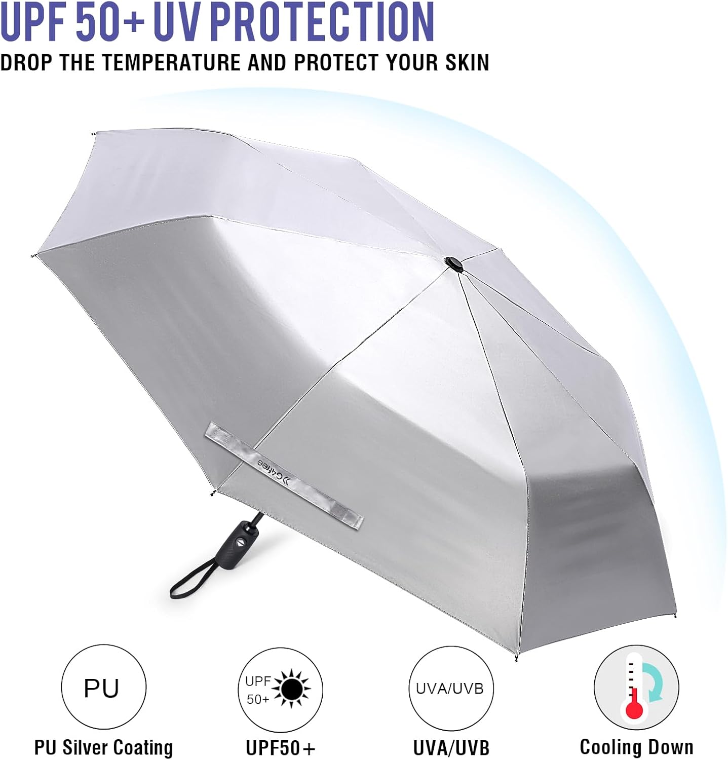 G4Free UPF 50+ UV Protection Large Travel Umbrella 42/46 Inch Auto Open Close Windproof Sun Blocking Umbrella