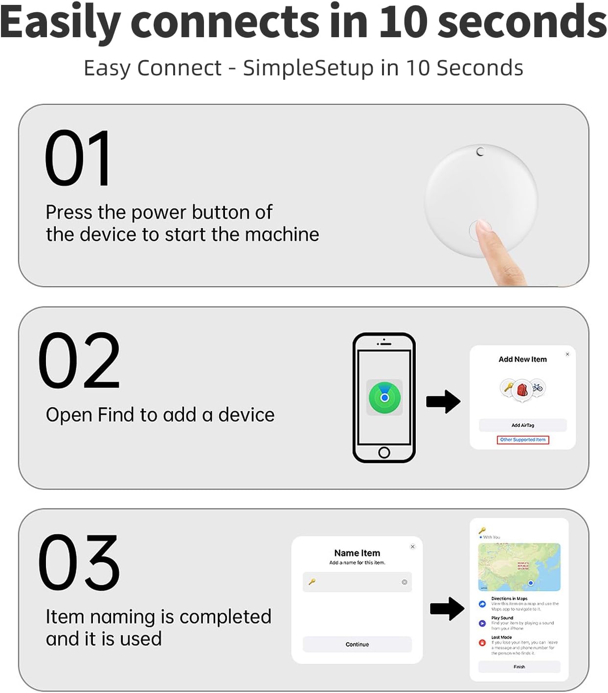 Air Tracker Tags-4 Pack Tracker Tag Work with Apple Find My (iOS 14.6 Above Only) Smart Tag Item Finders for Key, Luggage, Backpack，etc. (White, 4 Pack)