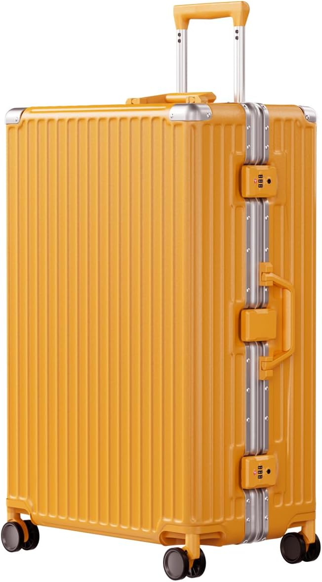 AnyZip Luggage PC+ABS Aluminum Frame Zipperless Checked Luggage Hard Shell Suitcase with TSA Lock Double Spinner Wheels 28 Inch Haze Blue