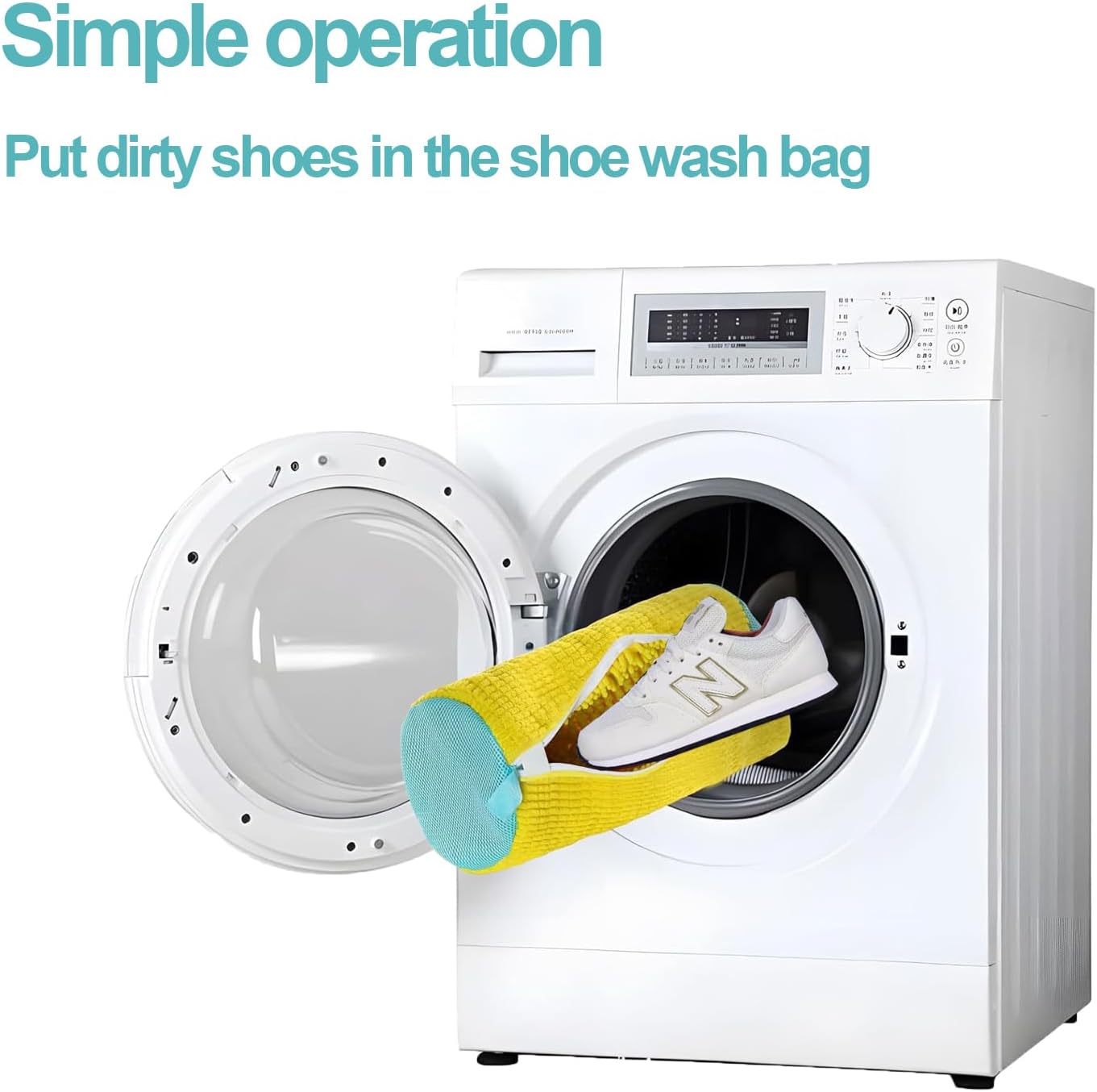 Shoe Washing Machine Bag, Sneaker Laundry Cleaning Bag for Washer and Dryer, 2pcs Yellow Shoe Wash Bags for Most Types and Sizes