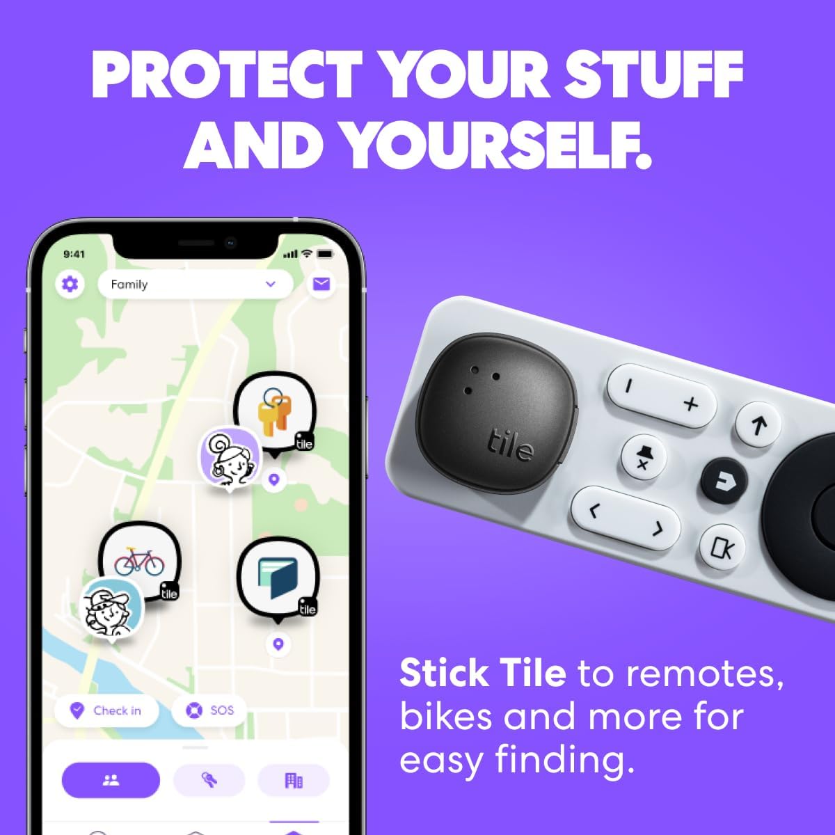 Tile by Life360 Sticker - Small Bluetooth Tracker, Remote Finder and Item Locator for Bikes, Glasses and More. Both iOS and Android Compatible. Phone Finder. 1-Pack (Black)