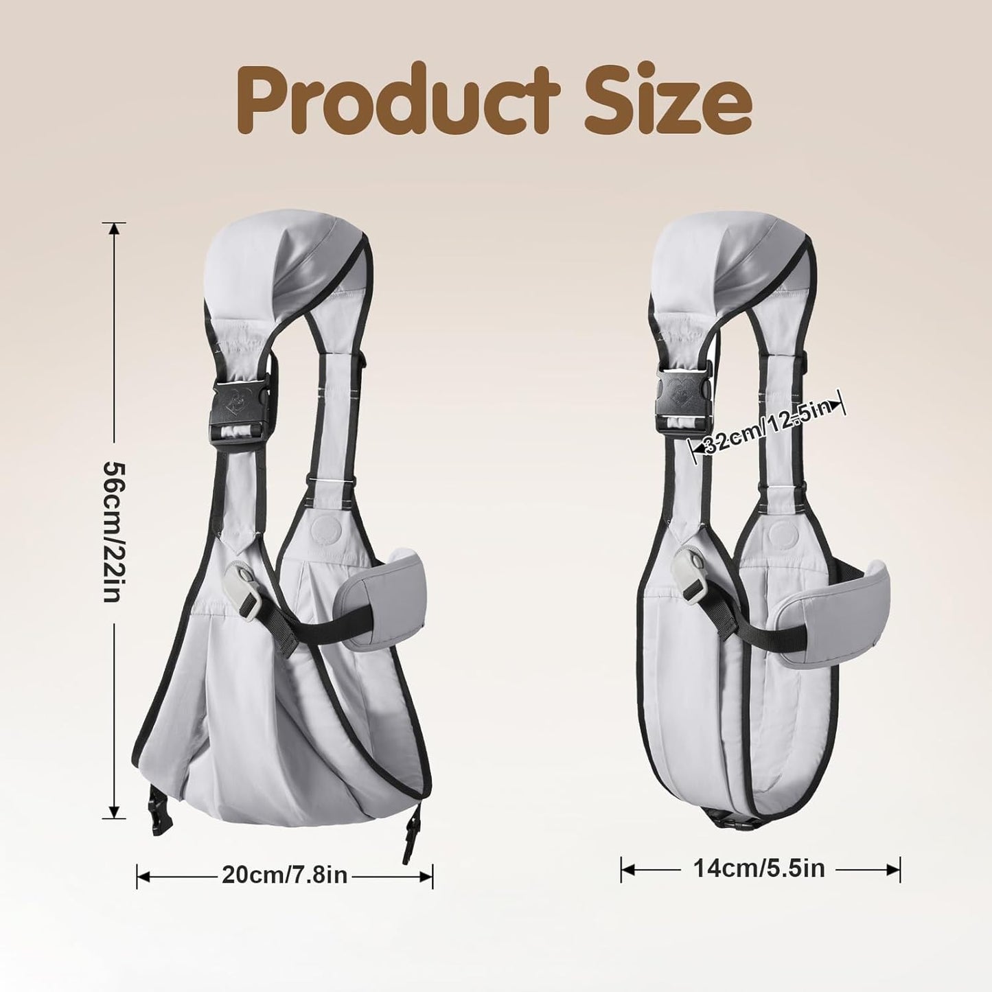 Baby Sling Carrier,Toddler Carrier, 2025 New Baby Sling with Waist Harness,Portable and Lightweight Sling,Non-Slip Hip Seat Carrying 25-60lbs(Grey)