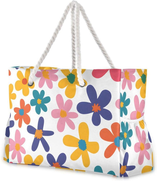 senya Large Beach Bags Totes Canvas Tote Shoulder Bag Soft Wave Water Resistant Bags for Gym Travel Daily Ocean