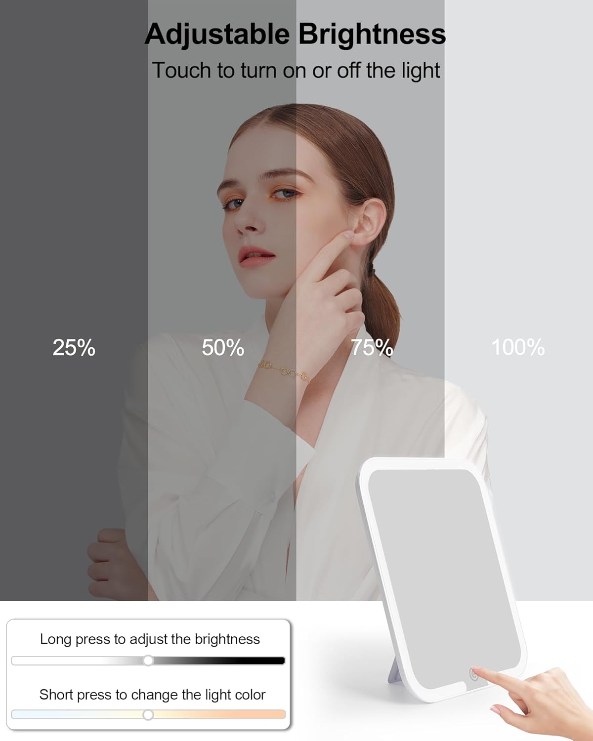 Chomeiu Makeup Bag with LED Mirror, Cute Cosmetic Bags Birthday Gifts for Girls Women, Makeup Train Case Artists Organizer Large Make Up Bags with Light Up Mirror 3 Color Lights, Floral Print