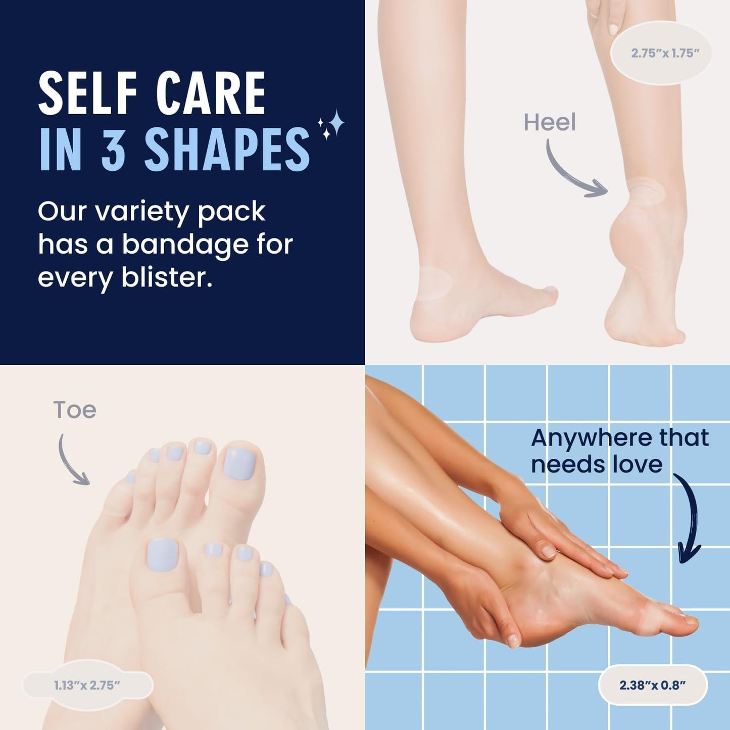 Dr. Frederick's Original Better Blister Bandages - 10 ct - Water-Resistant - 40% More Cushioning - Hydrocolloid Pads for Foot Protection & Recovery - Blister Relief Pads - Spot Pack