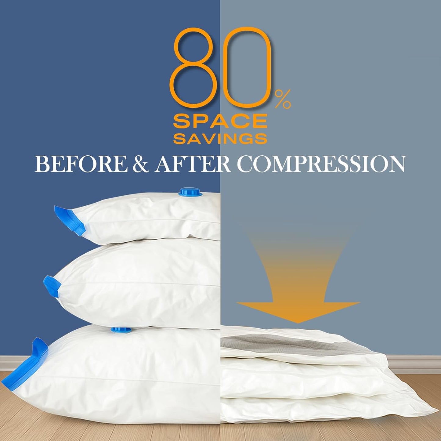 Vacuum Storage Bags for Clothing, 8 Jumbo Vacuum Seal Bags Space Saver for Clothes, Comforters, Blankets, Bedding, Vacuum Sealer Bags with Electric Pump (2025 Upgrade)