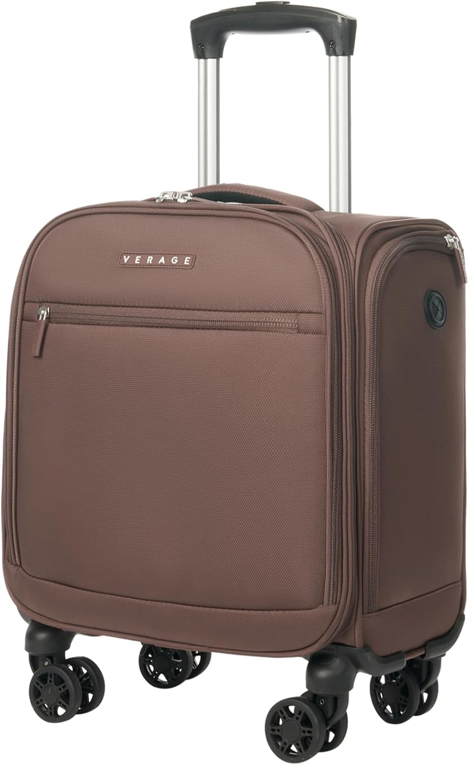 Verage Underseat Carry On Luggage with Wheels, 14.5-Inch Spinner Small Suitcase, Softside Lightweight Travel Bag for Men and Women, Airplane Carry On Bag, Chestnut Brown