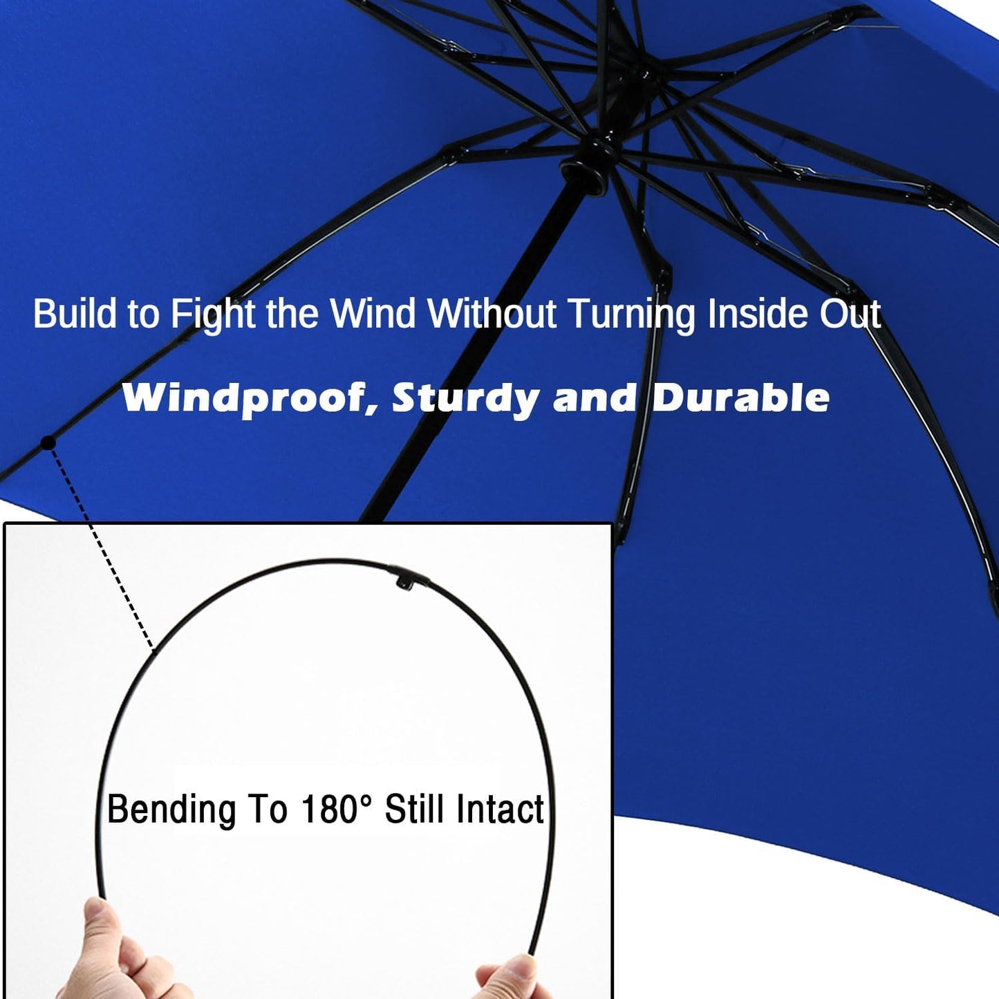LANBRELLA Compact Reverse Folding Umbrella Auto Windproof Travel Umbrella