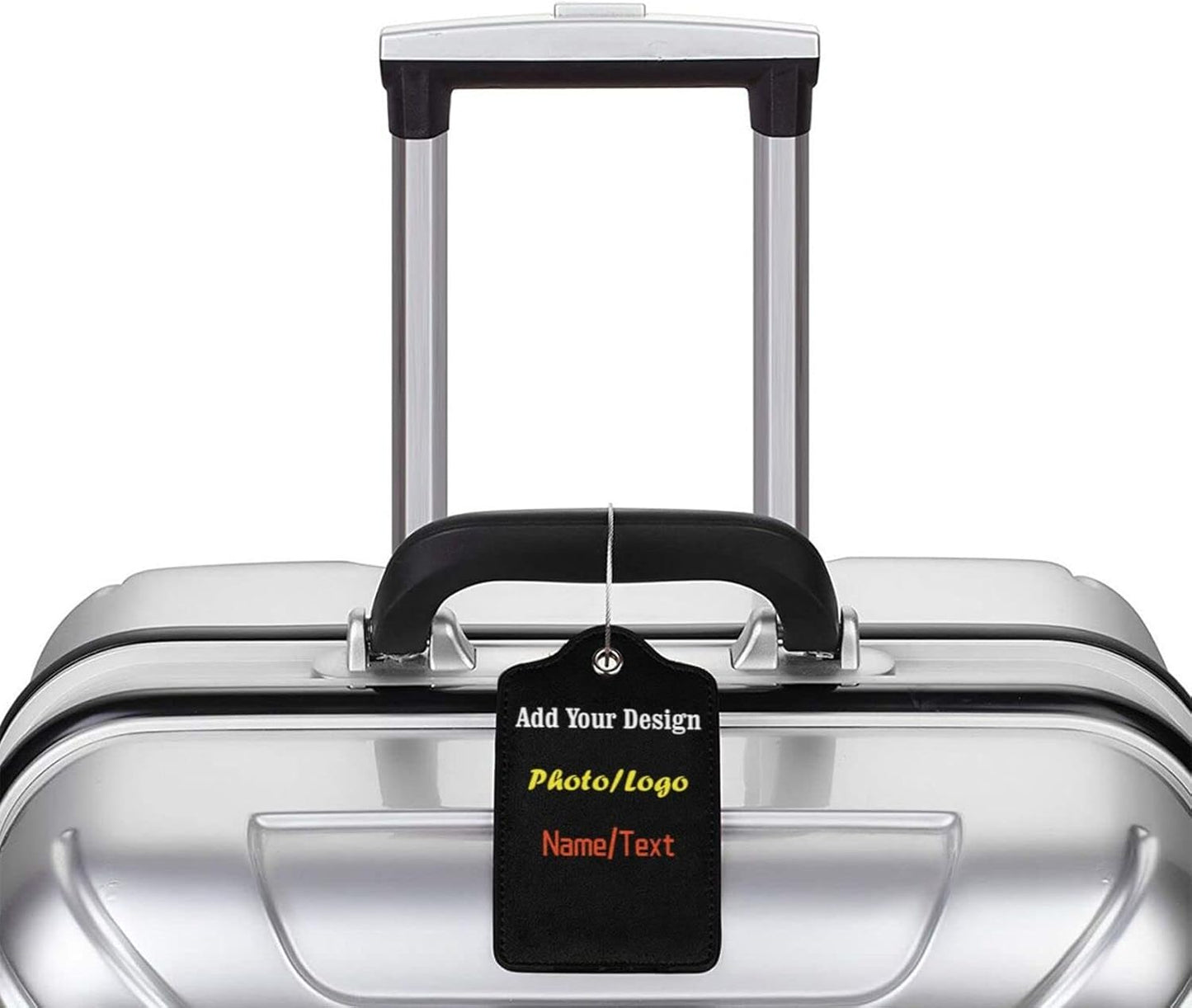 2 Pack Personalized Luggage Tags for Suitcases Travel with Photo Name Logo, Custom Leather Bag Tag for Women Girls Couples, Privacy Cover with Stainless Steel Loop Name Id Card Labels