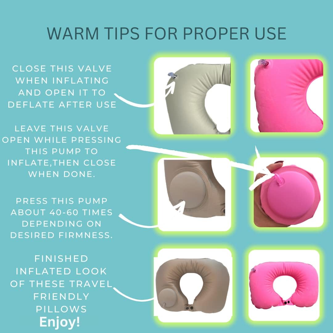 Airplane Pillow - Inflatable Travel Pillow - Airplane Essentials - Travel Neck Pillow - Inflatable Neck Pillow for Traveling - Neck Pillows for Travel - Blow Up Airplane Pillow - Milk Silk TPU