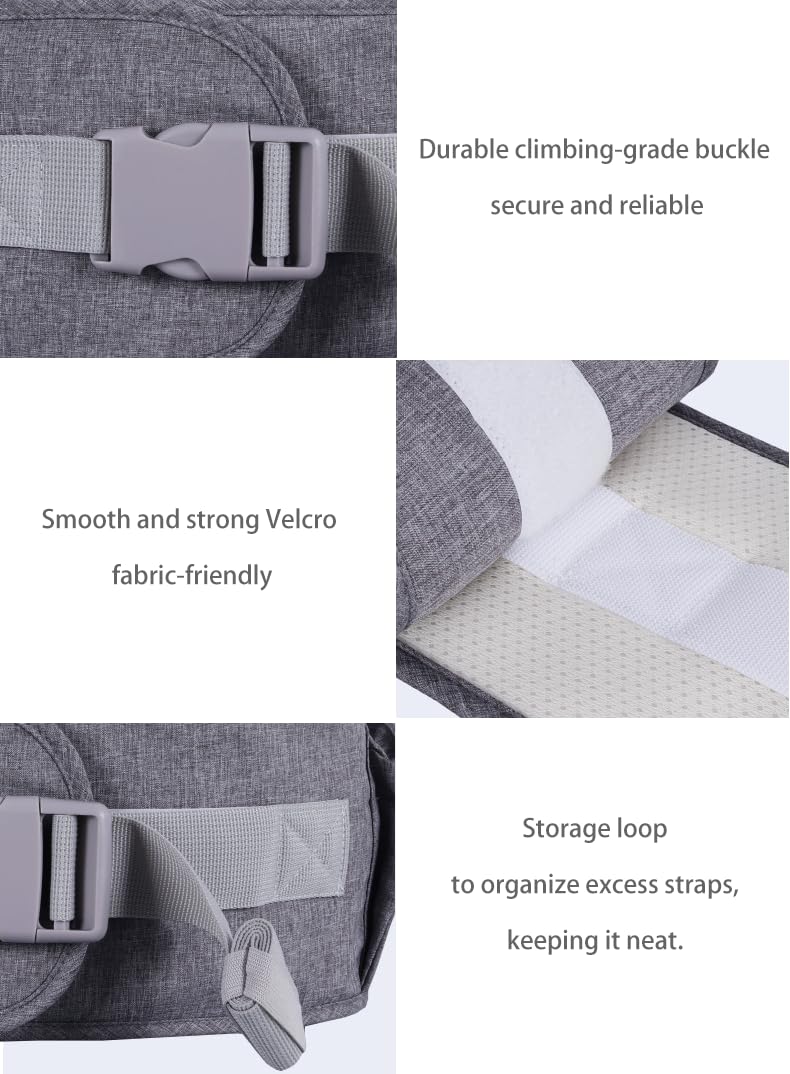 Baby Hip Seat Carrier Baby Waist Stool for Child Infant Toddler with Adjustable Strap Buckle Pocket Soft Inner Huge Storage (Dark Grey)