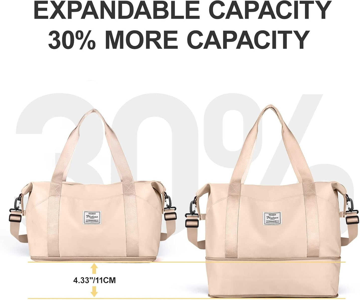 Travel Duffel Bag, Sports Tote Gym Bag, Shoulder Weekender Overnight Bag for Women