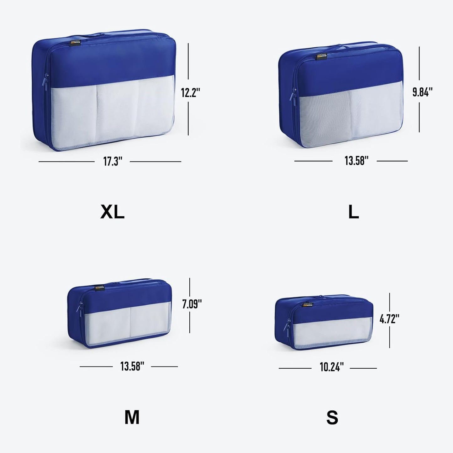 4 Set Compression Packing Cubes for Travel, Suitcases and Backpack Space Saving Organizers (Dark Blue)