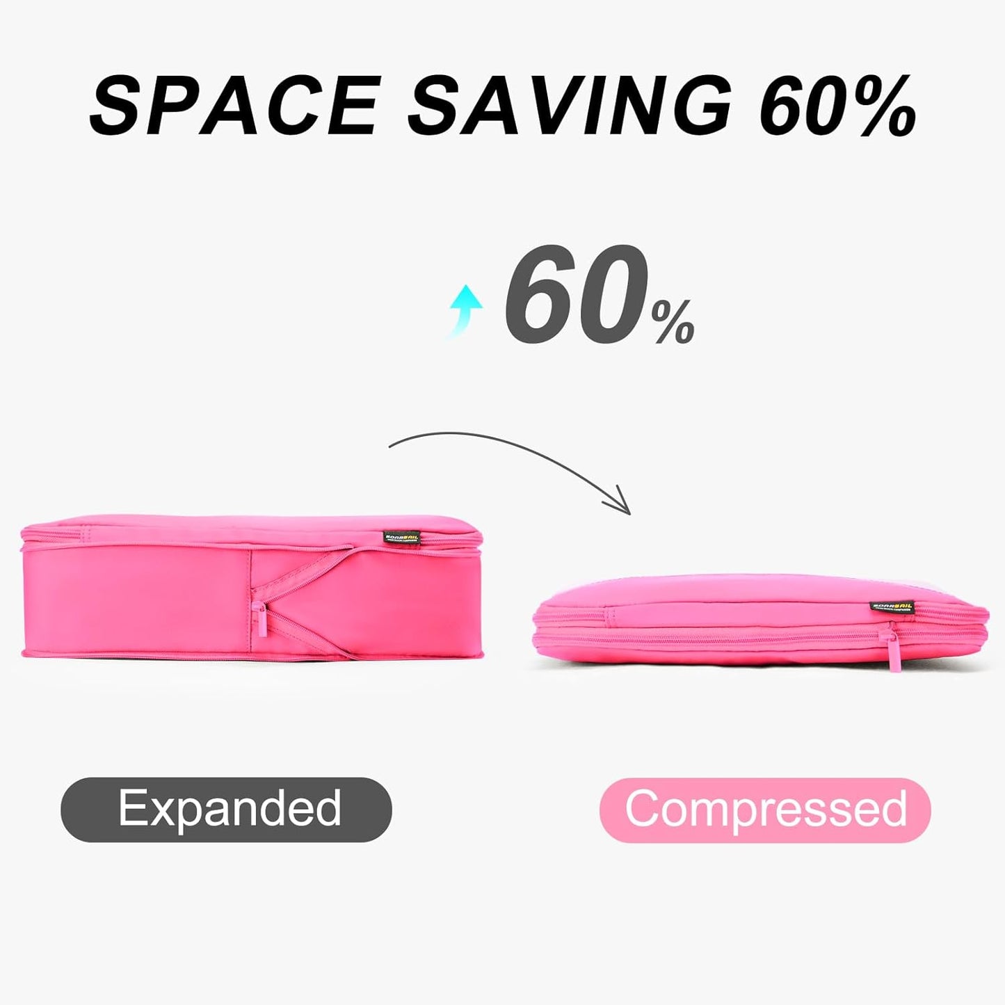 4 Set Compression Packing Cubes for Travel, Suitcases and Backpack Space Saving Organizers (Pink)
