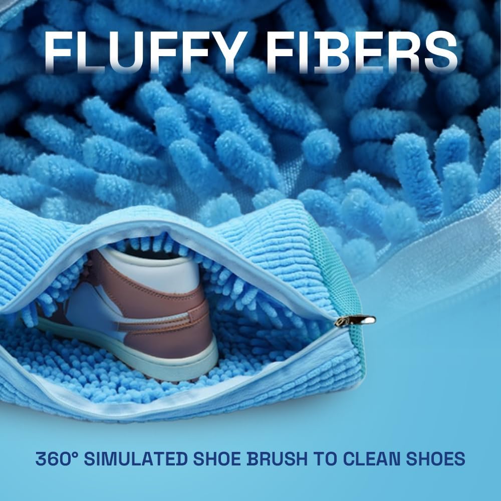 EPSCY Shoe Washing Machine Bag 2 Pack - Reusable Deep Clean Sneaker Bags - Fits All Shoe Sizes & Types, Self-Locking Zipper, Protects Machine (Blue)